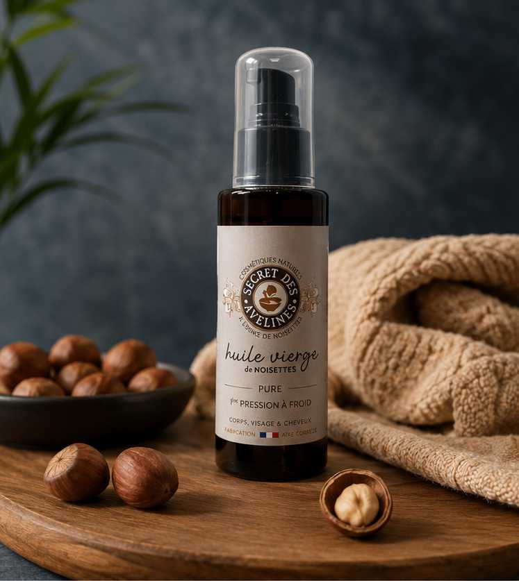 Huile de Noisette Bio 100 ml  🌰 Visage • Barbe • Cheveux