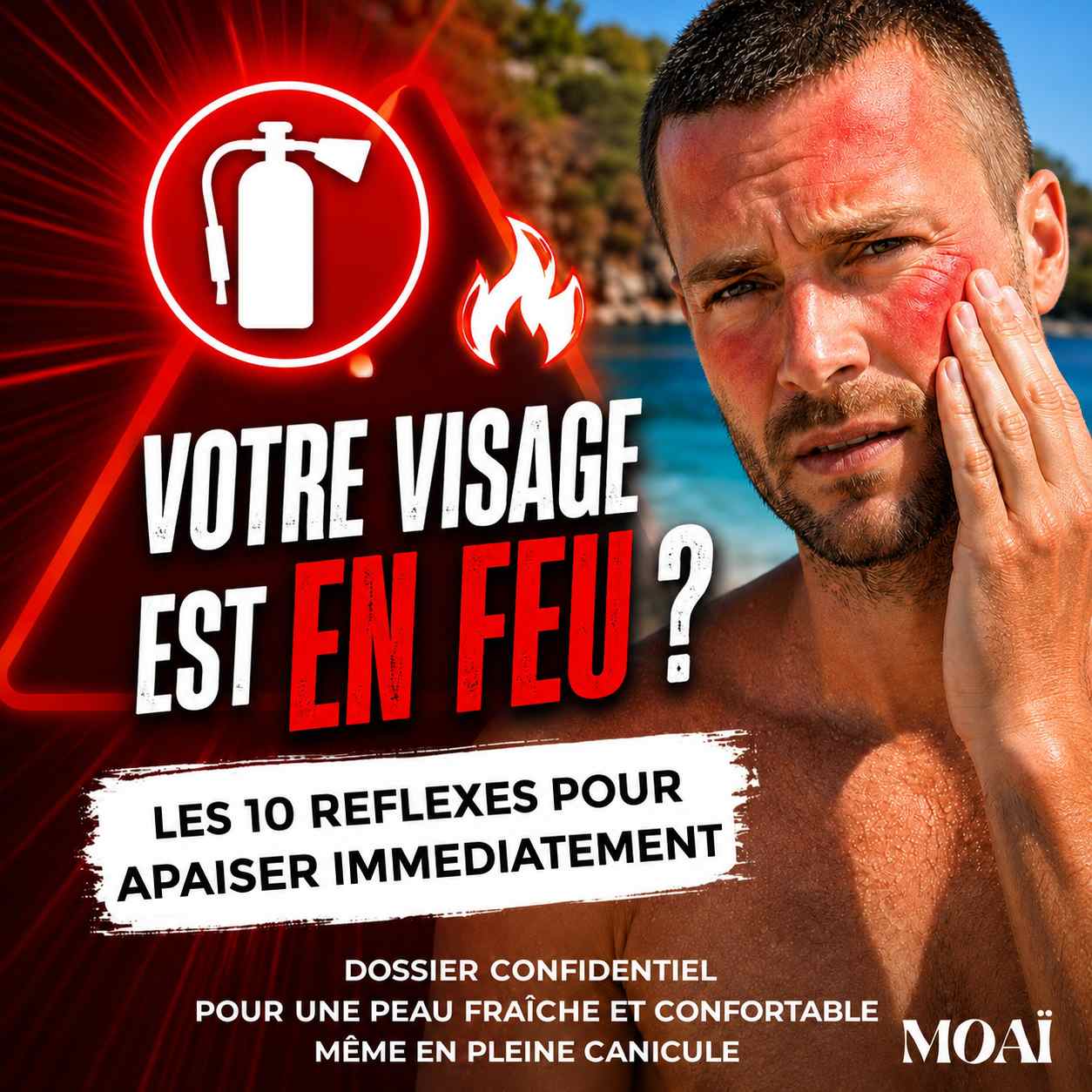 Ebook gratuit visage en feu : 10 réflexes pour apaiser une peau masculine échauffée en été