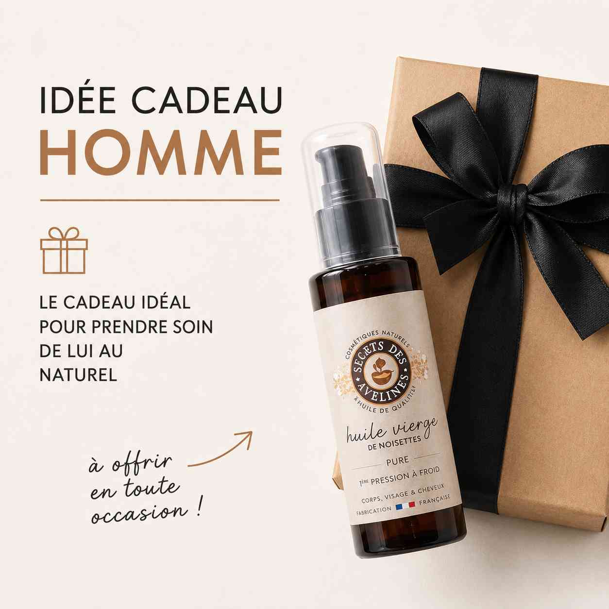 Coffret cadeau homme MOAÏ avec soins naturels pour le visage, idéal comme idée cadeau pour un anniversaire, la fête des pères ou Noël.