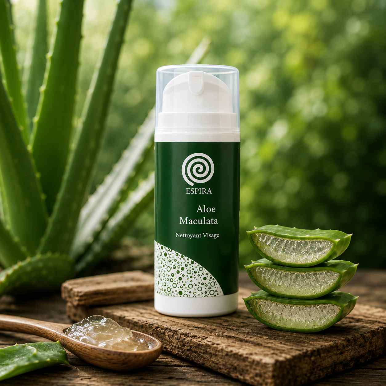 Nettoyant visage à l'aloe vera ESPIRA pour homme. Soin nettoyant naturel qui élimine les impuretés, purifie la peau et procure une sensation de fraîcheur.